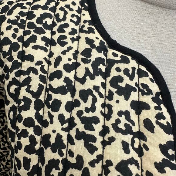 ASOS DESIGN cotton quilted leopard print bowtie tie front jacket Size Large Boxy - Picture 6 of 16